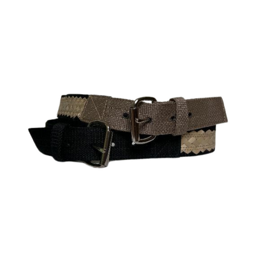 Straw x Leather Combination Belt